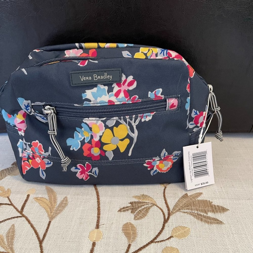Vera Bradley Lighten Up Medium Cosmetic Bag (Tossed Posies)